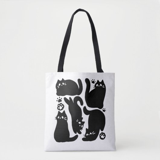 Tote Bag Silhouettes de chat noir - Design Feline mignon (Devant)