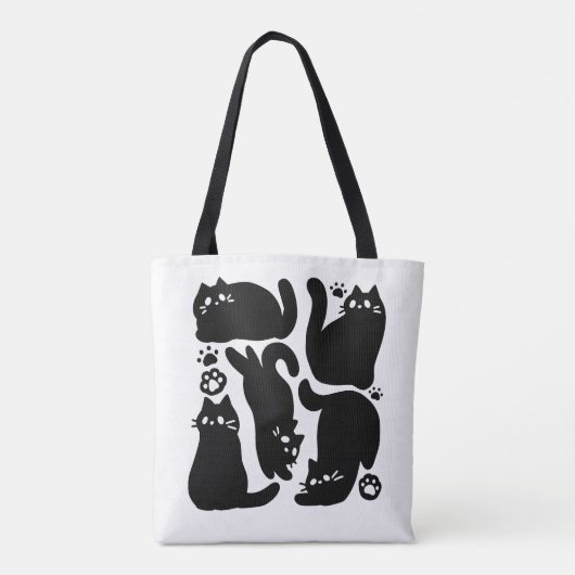 Tote Bag Silhouettes de chat noir - Design Feline mignon (Dos)