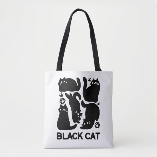 Tote Bag Silhouettes de chat noir - Design Feline mignon (Devant)