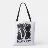 Tote Bag Silhouettes de chat noir - Design Feline mignon (Dos)