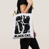 Tote Bag Silhouettes de chat noir - Design Feline mignon (De près)