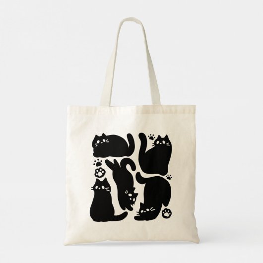 Tote Bag Silhouettes de chat noir - Design Feline mignon (Dos)
