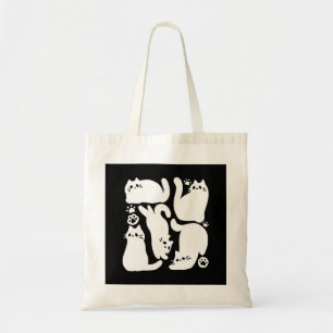 Tote Bag Silhouettes de chaton blanc - Design Feline mignon