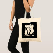 Tote Bag Silhouettes de chaton blanc - Design Feline mignon (Devant (produit))