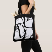 Tote Bag Silhouettes de chaton blanc - Design Feline mignon (De près)