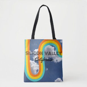 Tote Bag Silicon Valley Californie Rétro Arc-en-ciel et Nua