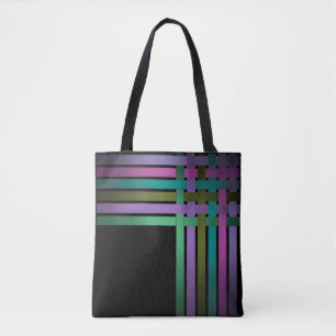 Tote Bag Silk ribbons lines black background pattern