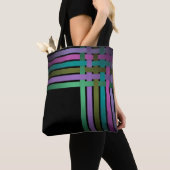Tote Bag Silk ribbons lines black background pattern (De près)