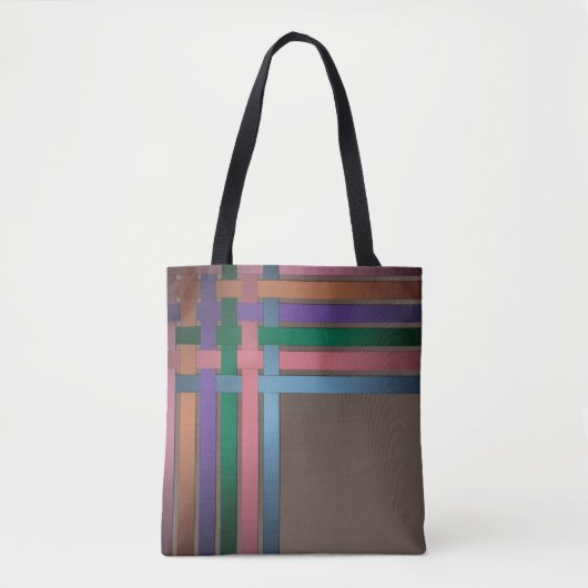 Tote Bag Silk ribbons lines black background pattern (Devant)