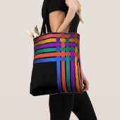 Tote Bag Silk ribbons lines black background pattern (De près)