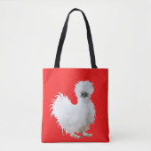Tote Bag Silkie Chicken on Red (Devant)