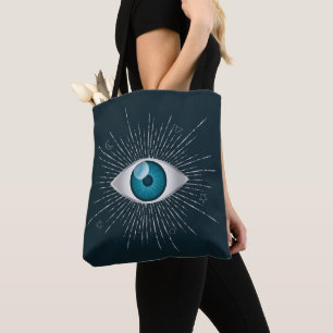 Tote Bag Silver et bleu Turquoise Mystic Aqua Eye Evil Naza