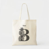Tote Bag Silver Peony Elegant Monogramme Initial B Nom (Devant)