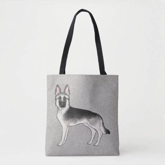 Tote Bag Silver Sable Allemand Berger mignon Cartogramme Ch (Devant)