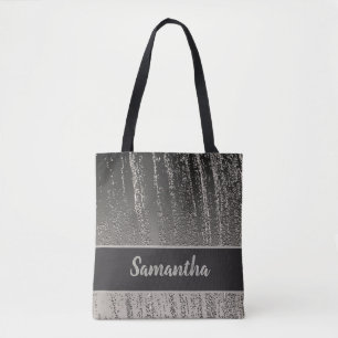Tote Bag Silver Streaks Metallic Stripe Motif moderne