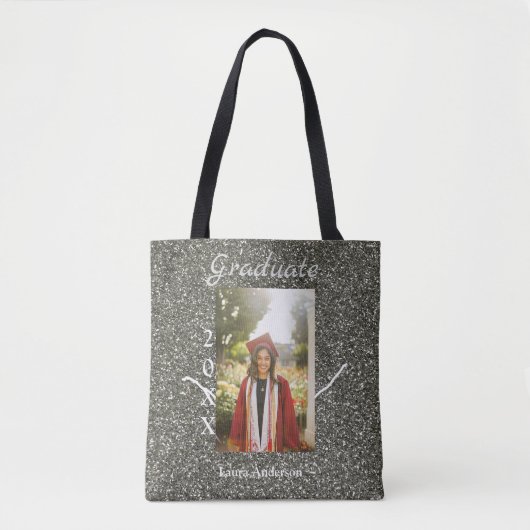 Tote Bag Silverglitter photo graduation ajouter nom classe  (Devant)