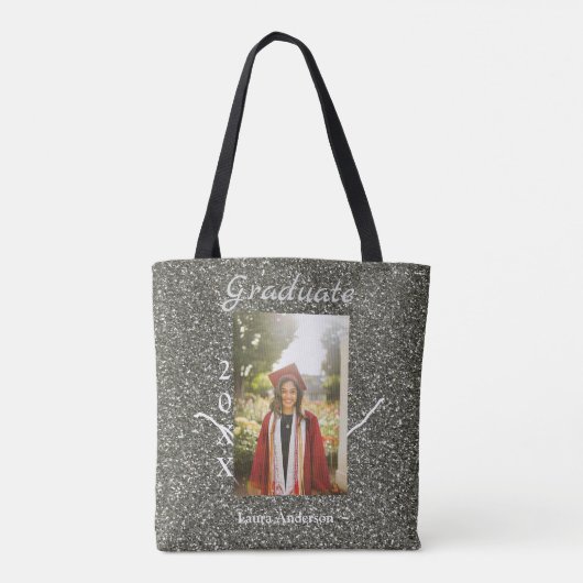 Tote Bag Silverglitter photo graduation ajouter nom classe  (Dos)