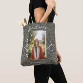 Tote Bag Silverglitter photo graduation ajouter nom classe  (De près)