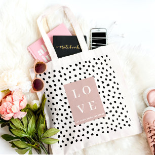 Tote Bag Simple AMOUR Noir & Rose Laissez notre valeur à t
