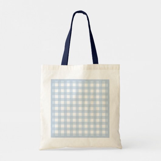 Tote Bag Simple Basic Gingham en Denim Bleu Clair Monogramm (Dos)