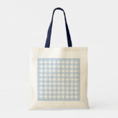Tote Bag Simple Basic Jean Bleu Gingham Monogramme Évanoui (Dos)