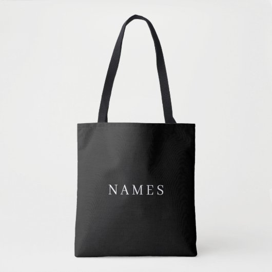 Tote Bag Simple Black Custom Ajouter Votre Nom Élégant (Devant)