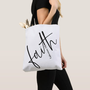 Tote Bag Simple Black Faith Bible Verse Calligraphie Texte