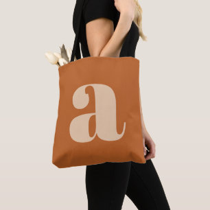 Tote Bag Simple Boho Terracotta Gras Rétro Monogramme Initi