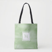 Tote Bag Simple clair vert subtil marbre moderne Monogramme (Devant)