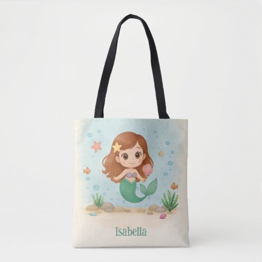 Tote Bag Simple cute little mermaid (Devant)