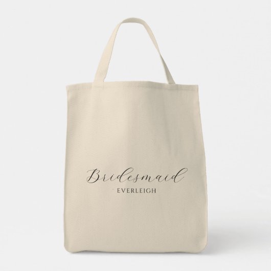 Tote Bag Simple Élégant Script Bridesmaid Nom personnalisé (Dos)