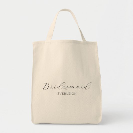 Tote Bag Simple Élégant Script Bridesmaid Nom personnalisé (Devant)