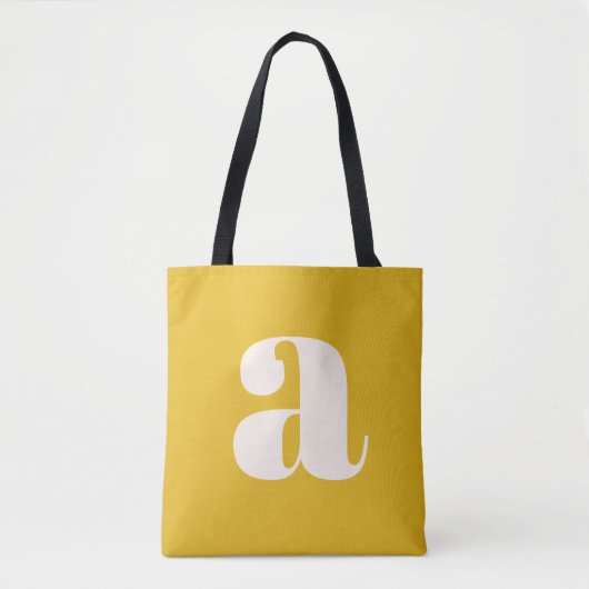 Tote Bag Simple été jaune gras rétro Monogramme initial (Devant)
