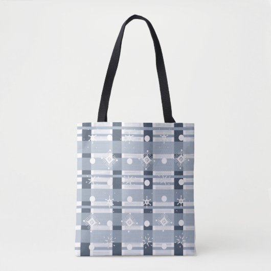 Tote Bag Simple Flocons Bleu Carreaux (Devant)