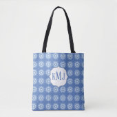 Tote Bag Simple Floral Navy bleu Monogramme Mandala Motif (Devant)