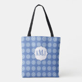 Tote Bag Simple Floral Navy bleu Monogramme Mandala Motif (Dos)