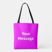 Tote Bag Simple Fuchsia Blanc Votre Message Modèle texte (Dos)