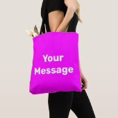 Tote Bag Simple Fuchsia Blanc Votre Message Modèle texte (De près)