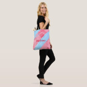 Tote Bag simple initial letter mongram add your name red b (Sur le modèle)