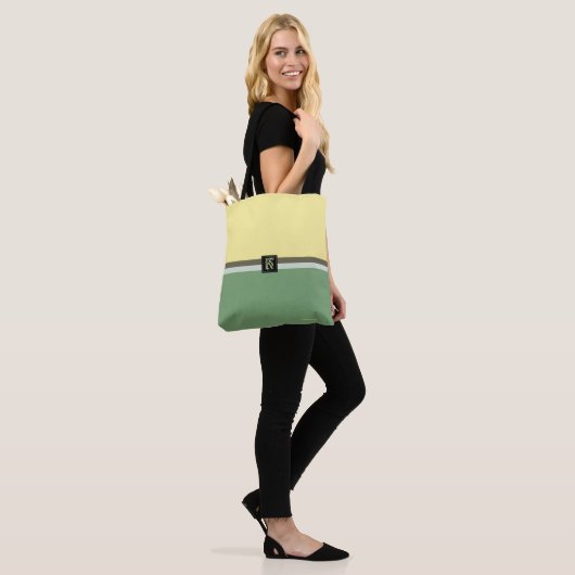 Tote Bag Simple Jaune clair et Asperges Vert Deux Tons (Sur le modèle)