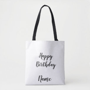 Tote Bag simple joyeux anniversaire minimal ajoutez votre n