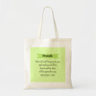 Tote Bag Simple Lime Vert Demander Dieu Bible Verse Chrétie
