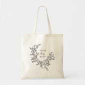 Tote Bag Simple Love Script Botanique Wreath Bride (Devant)