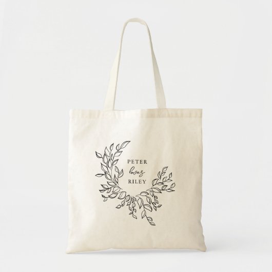 Tote Bag Simple Love Script Botanique Wreath Bride (Devant)