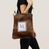 Tote Bag Simple Marron Foncé Marbre Subtil Monogramme Moder (De près)