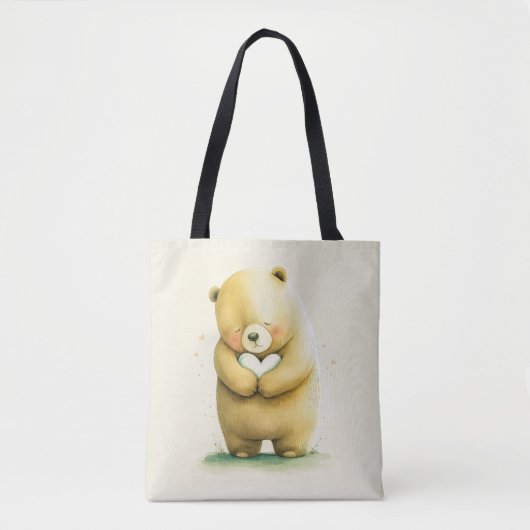 Tote Bag Simple mignonne ours triste tenant une oeuvre card (Devant)