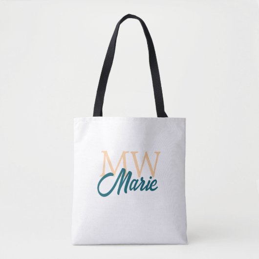 Tote Bag simple minimal add name monogram orange blue bold (Devant)