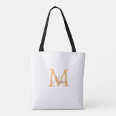 Tote Bag simple minimal ajouter nom monogramme orange marro (Dos)