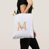 Tote Bag simple minimal ajouter nom monogramme orange marro (De près)
