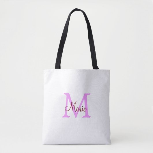 Tote Bag simple minimal ajouter nom monogramme rose rouge (Devant)
